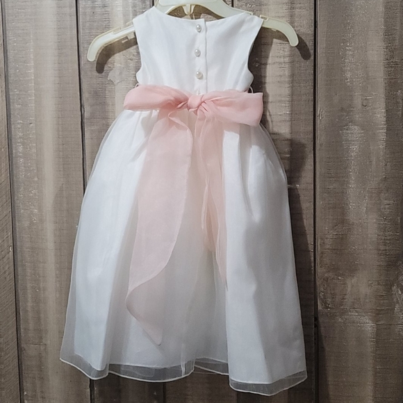 Flower girl/ first communion dress 3t ivory and pink, toddler dress - Picture 2 of 3